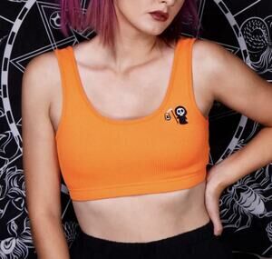 Black Thorn LA Reaper Treater Ribbed Crop Tank Plus 3XL Halloween